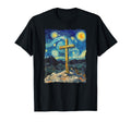 Jesus Cross Van Gogh Starry Night T-Shirt - Casual Everyday Wear Unisex - T-Shirt, Sweatshirt, Hoodie