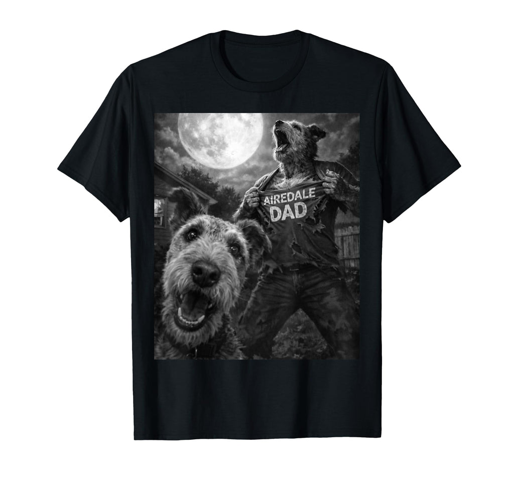 Airedale Terrier Dad Funny Horror T-Shirt - Minimalist Print for Adults - T-Shirt, Sweatshirt, Hoodie
