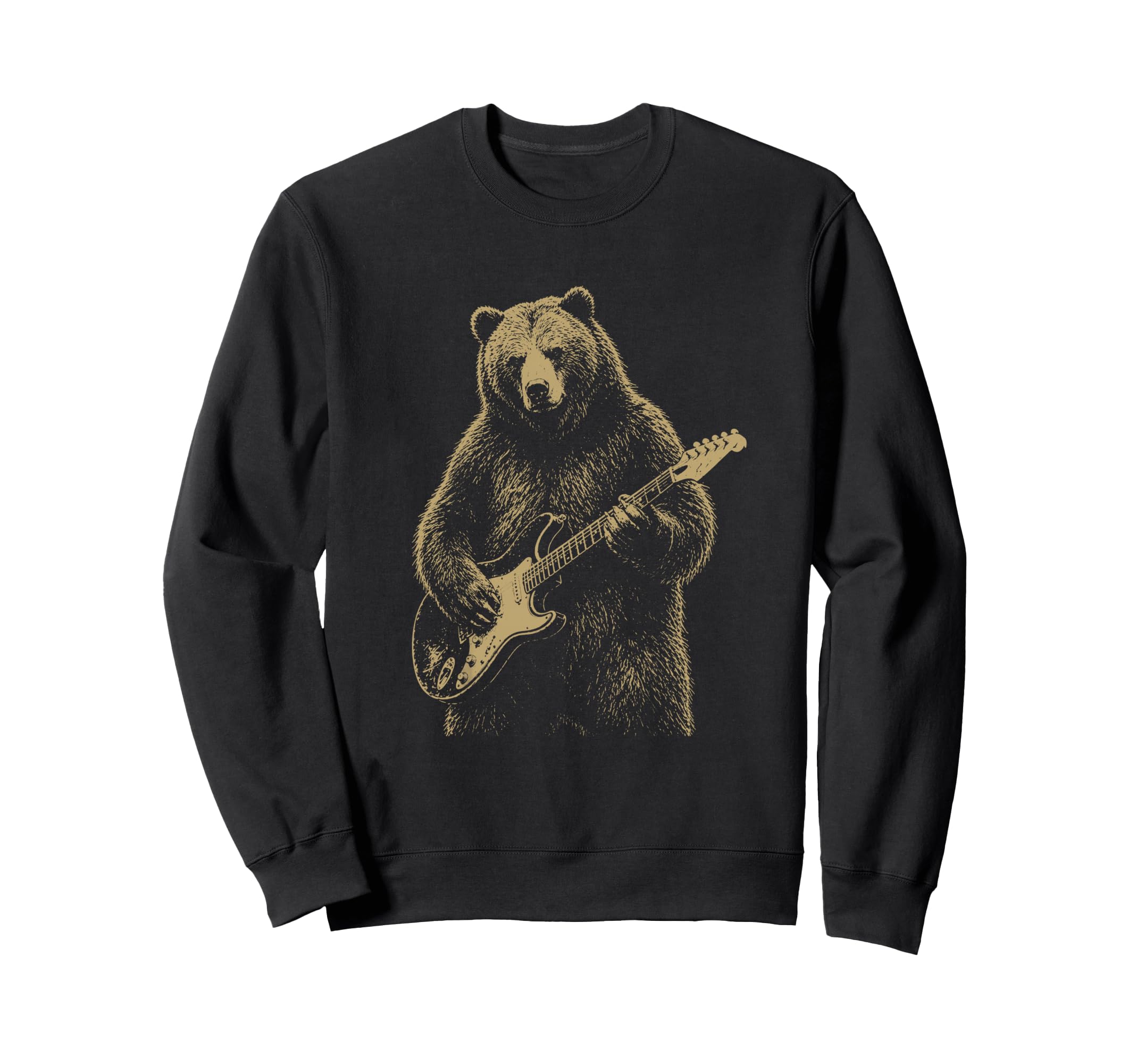 Bear Playing Electric Guitar Rocker Sweatshirt - Graphic Print Men Women - T-Shirt, Sweatshirt, Hoodie