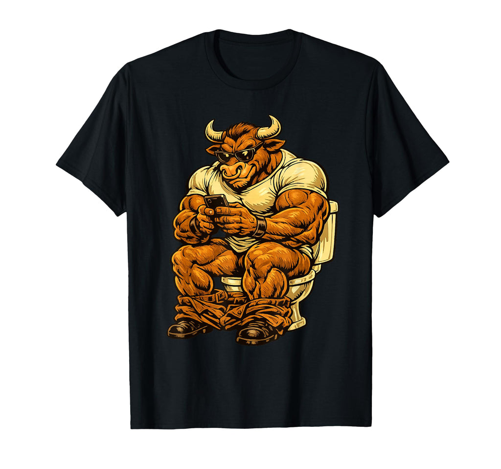 This Is Bull Sitting Toilet Funny T-Shirt - Aesthetic Graphic for Adults - T-Shirt, Sweatshirt, Hoodie