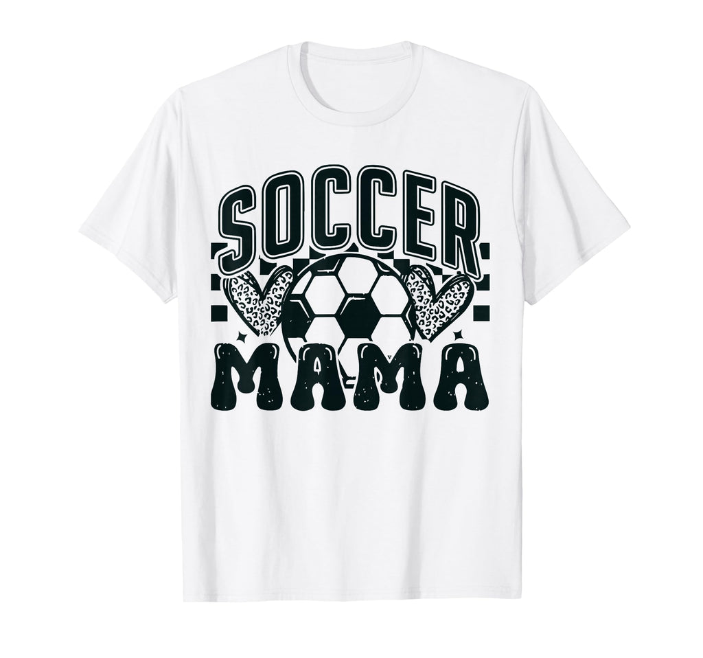 Heart Soccer Mama Checkered Soccer Mom T-Shirt - Graphic Print for Adults - T-Shirt, Sweatshirt, Hoodie
