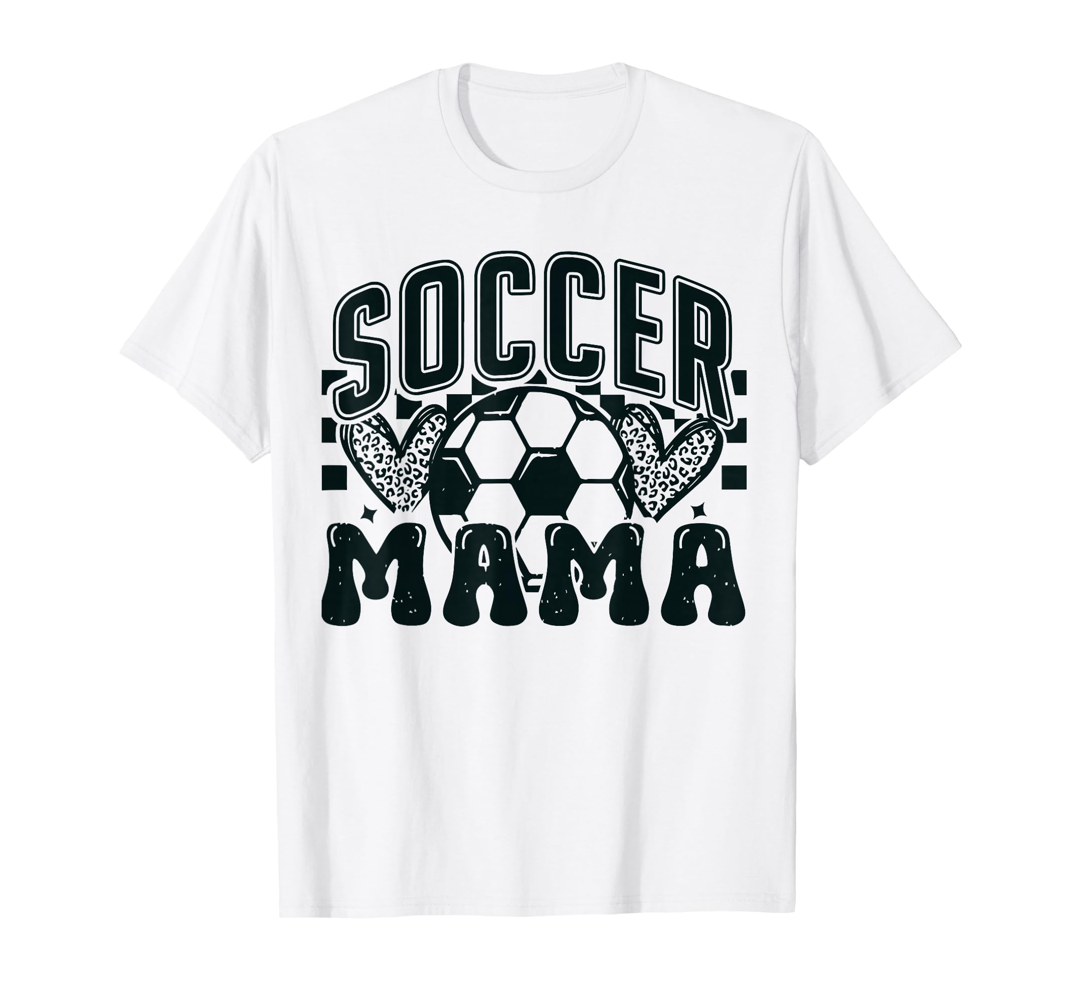 Heart Soccer Mama Checkered Soccer Mom T-Shirt - Graphic Print for Adults - T-Shirt, Sweatshirt, Hoodie