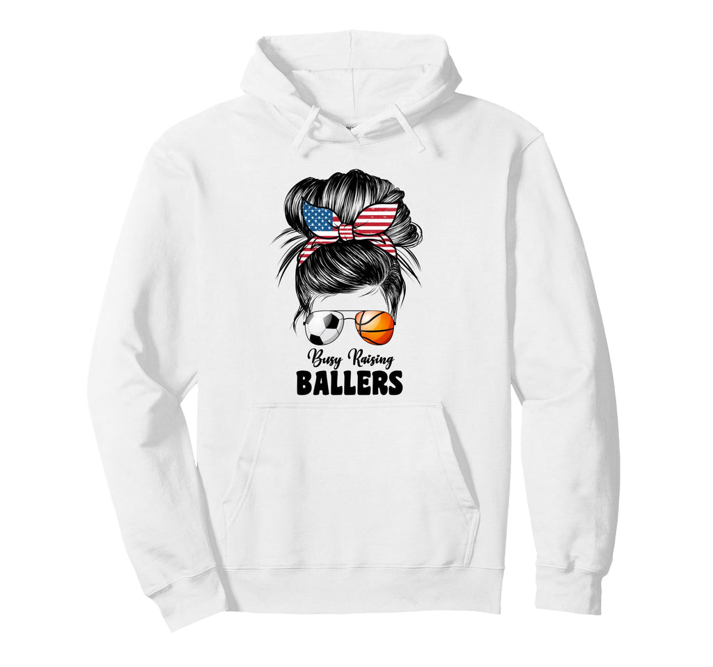 Busy Raising Ballers Soccer And Hoodie - Fun Novelty Design for Adults - T-Shirt, Sweatshirt, Hoodie