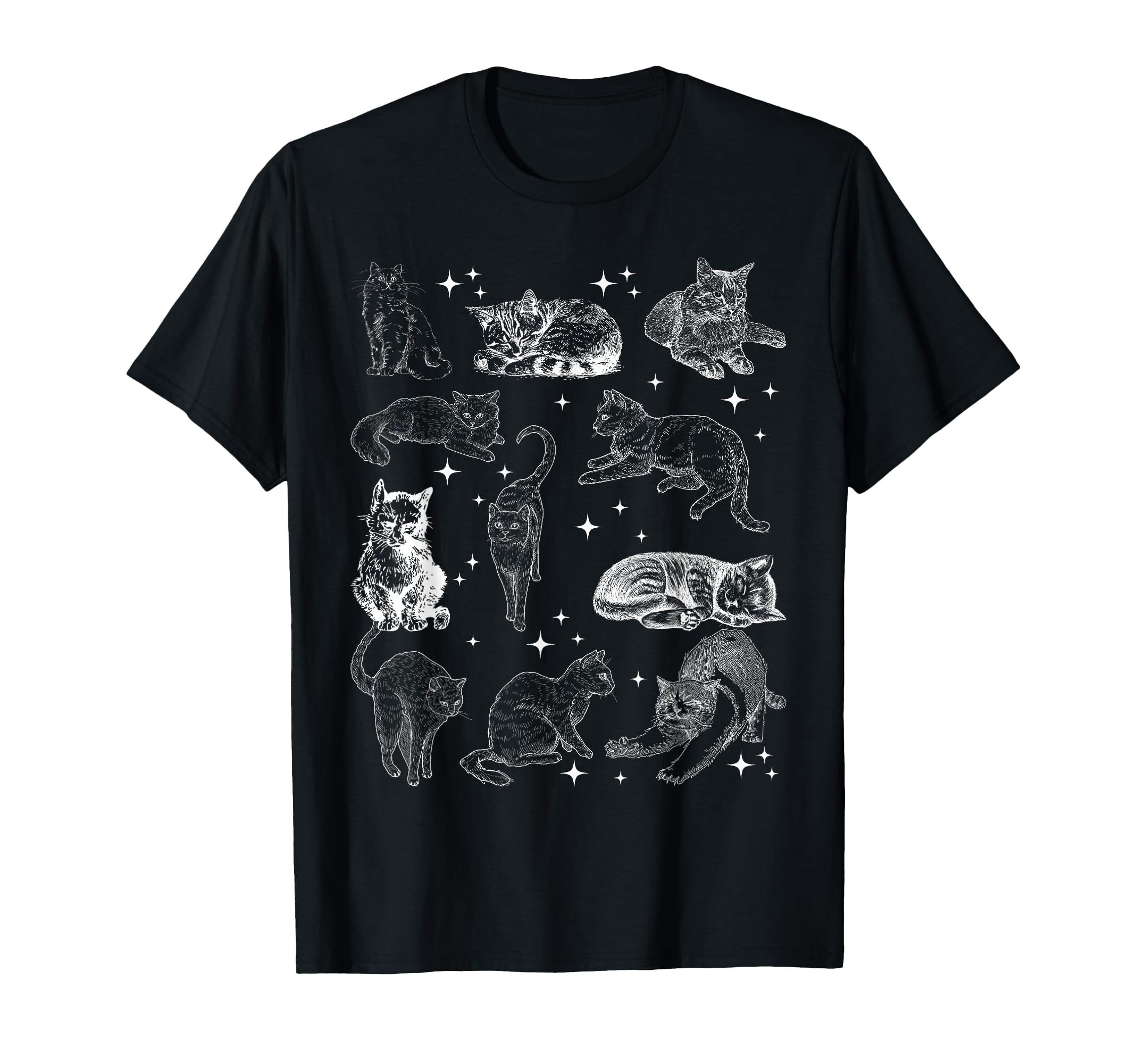 90S Tattoo Cat Kitten Nature Cat T-Shirt - Minimalist Print for Adults - T-Shirt, Sweatshirt, Hoodie