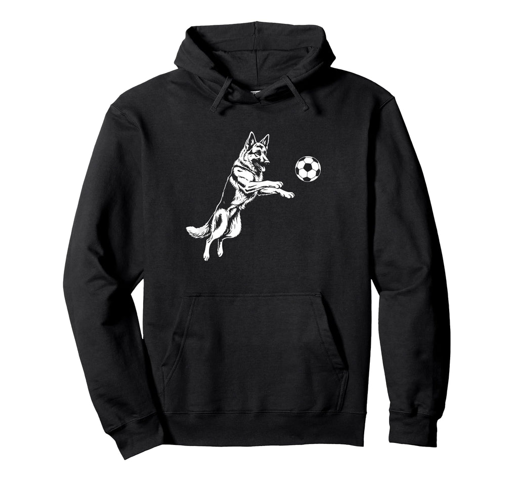 German Shepherd Soccer Player Dog Hoodie - Casual Everyday Wear Men Women - T-Shirt, Sweatshirt, Hoodie
