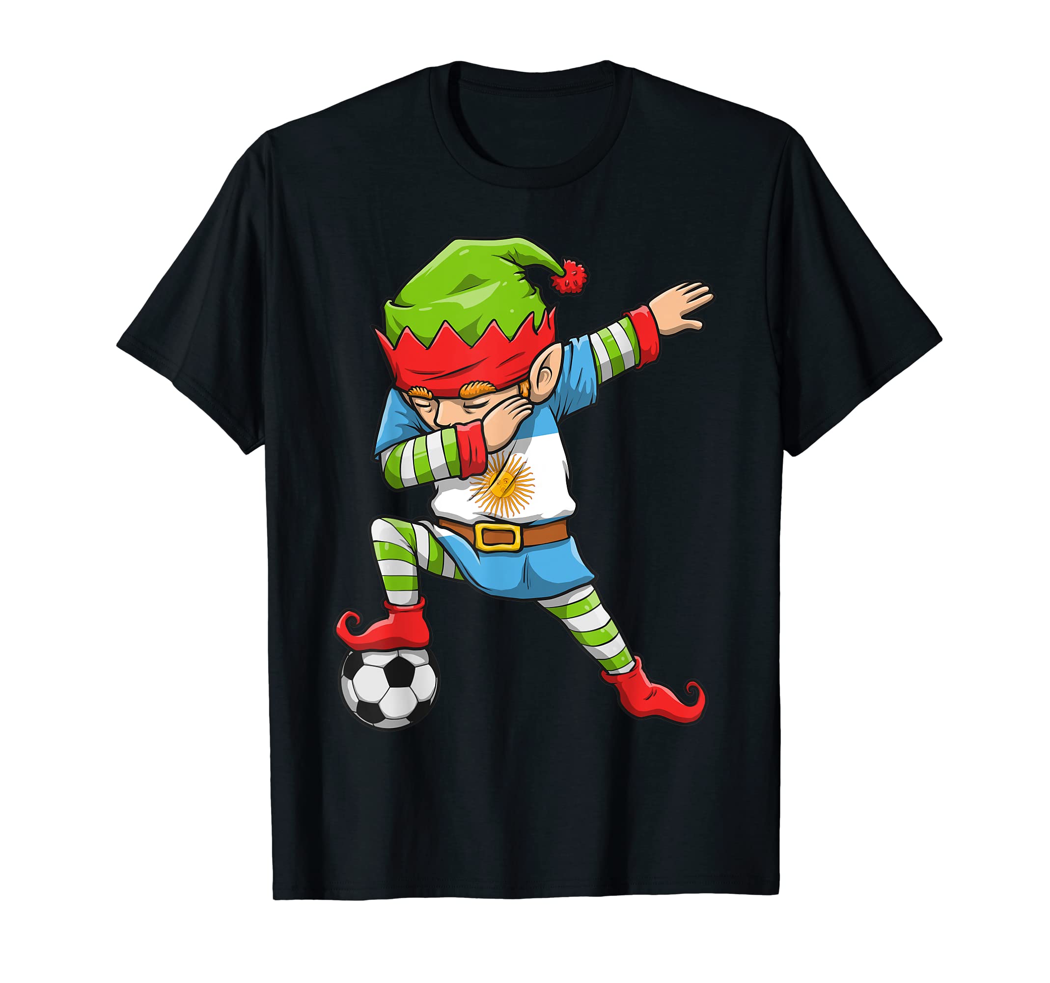 Soccer Dabbing Elf Squad Argentina T-Shirt - Aesthetic Graphic Unisex - T-Shirt, Sweatshirt, Hoodie