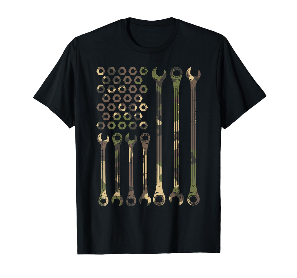 Camo Flag Wrench Fathers Day T-Shirt - Streetwear Style Men Women - T-Shirt, Sweatshirt, Hoodie