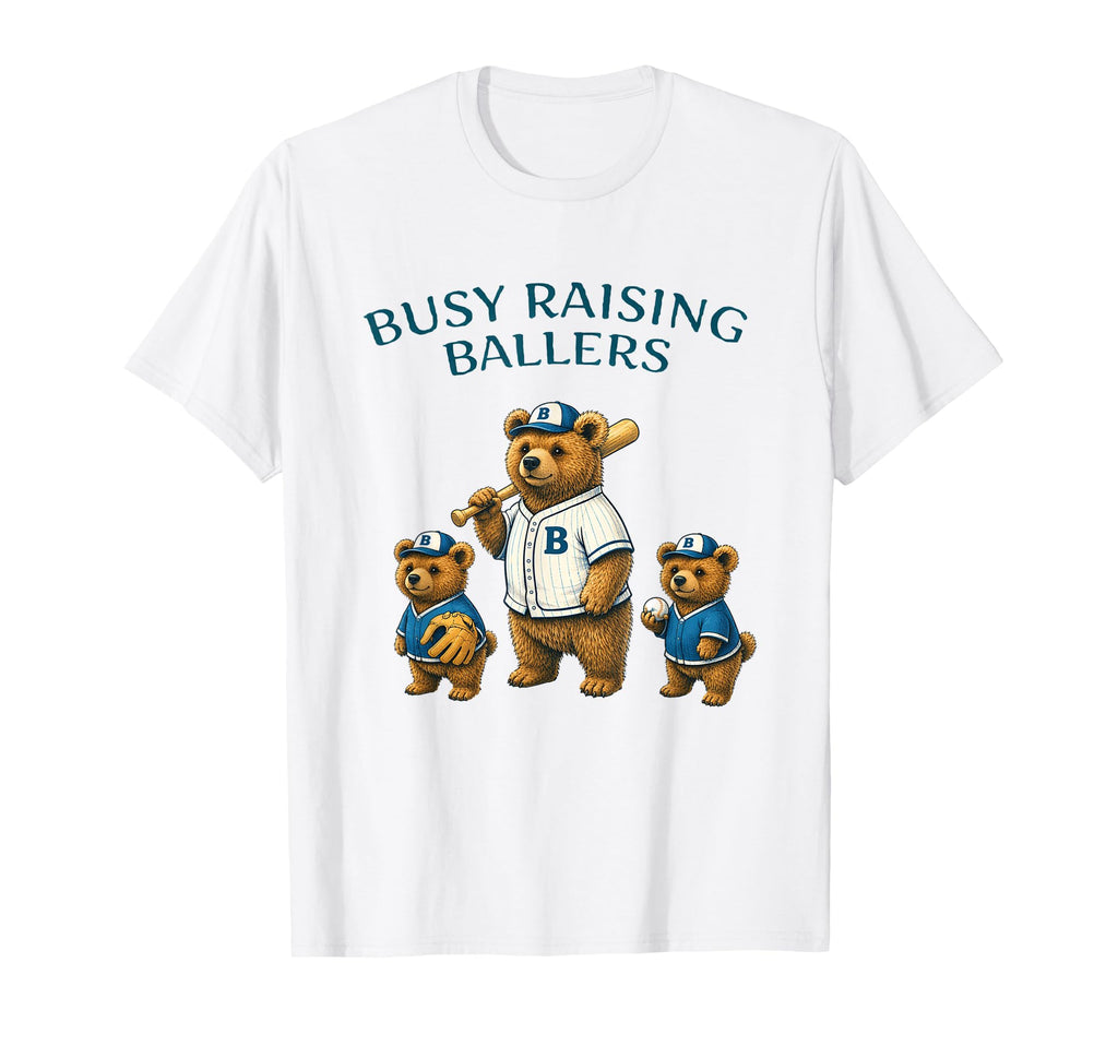 Busy Raising Baller Baseball Softball T-Shirt - Minimalist Print Men Women - T-Shirt, Sweatshirt, Hoodie