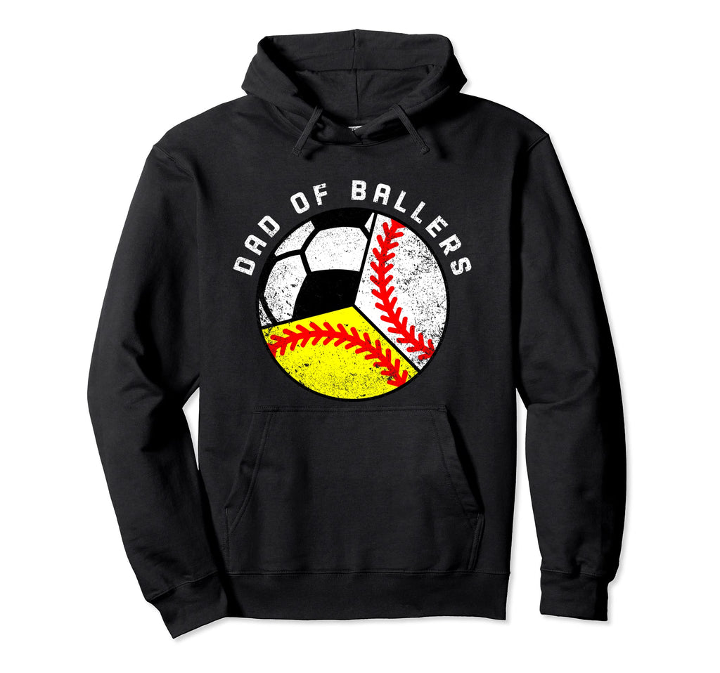Dad Ballers Funny Baseball Softball Hoodie - Graphic Print for Adults - T-Shirt, Sweatshirt, Hoodie