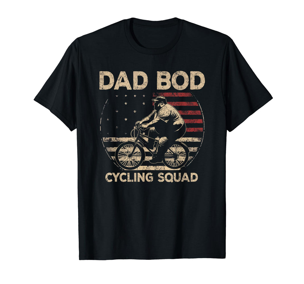Dad Bod Cycling Squad Bicycle Dad Us Flag T-Shirt - Unique Graphic Unisex - T-Shirt, Sweatshirt, Hoodie