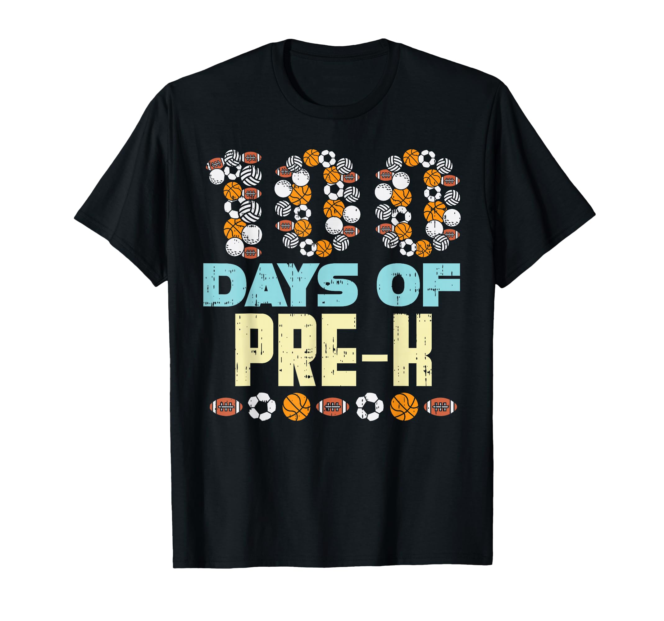 100 Days Pre K Baketball Soccer Football T-Shirt - Trendy Graphic Unisex - T-Shirt, Sweatshirt, Hoodie