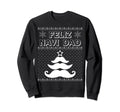 Feliz Navi Dad Joke Mustache Tree Pun Sweatshirt - Graphic Print Unisex - T-Shirt, Sweatshirt, Hoodie