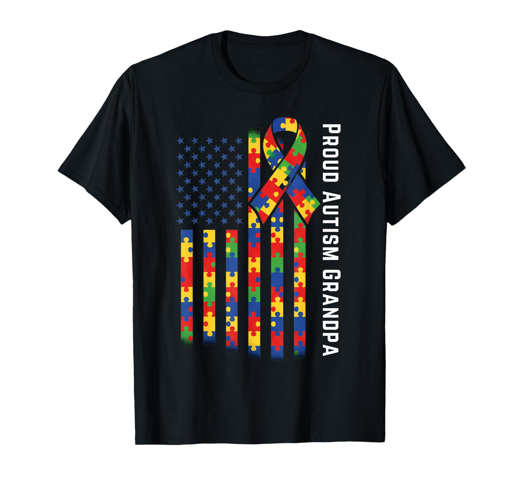 Proud Autism Grandpa American Flag T-Shirt - Streetwear Style Men Women - T-Shirt, Sweatshirt, Hoodie