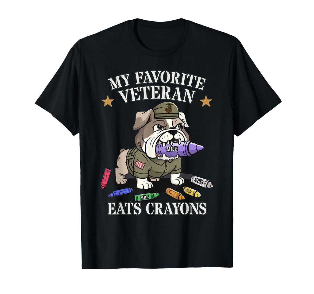 My Favorite Veteran Eats Crayons Son Dad T-Shirt - Graphic Print Unisex - T-Shirt, Sweatshirt, Hoodie