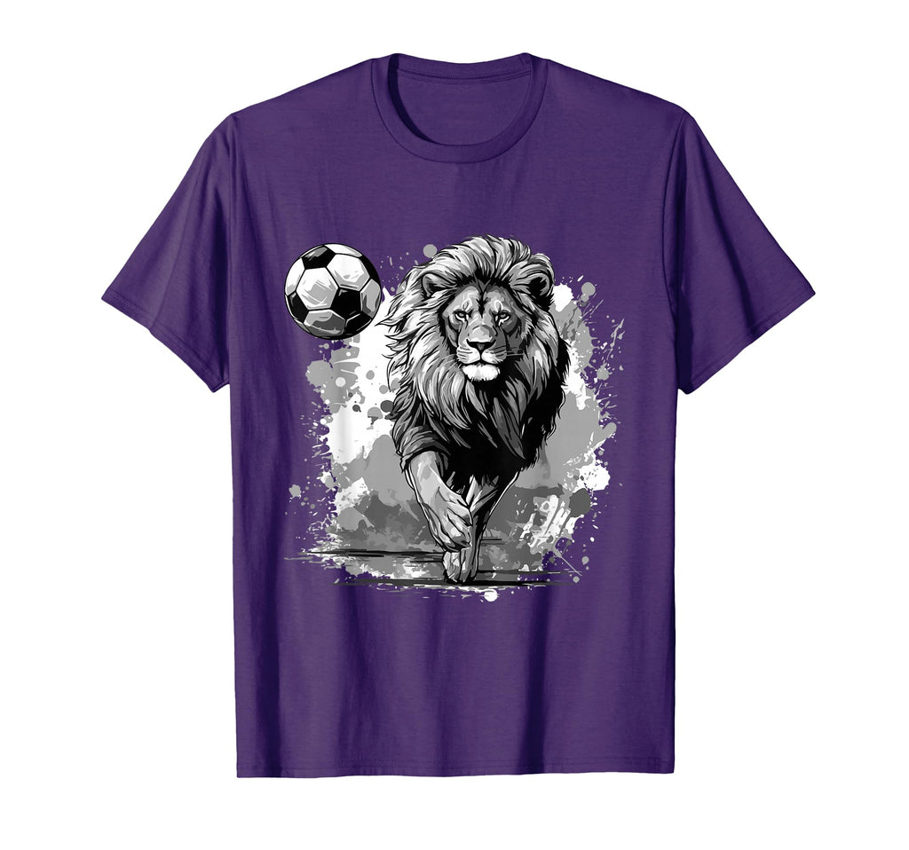 Lion Playing Soccer Sports Team Animal T-Shirt - Novelty Apparel Men Women - T-Shirt, Sweatshirt, Hoodie