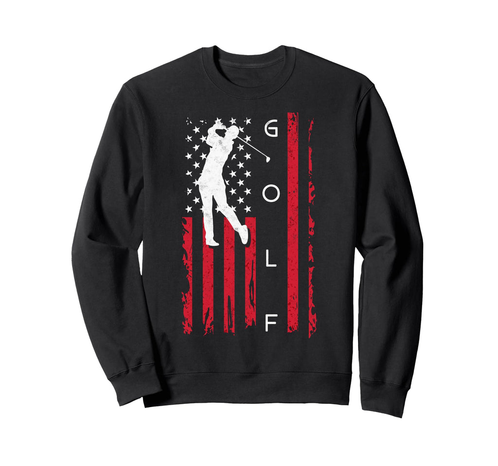 Us Flag Golf Golfer Golfing Dad Sweatshirt - Graphic Print Men Women - T-Shirt, Sweatshirt, Hoodie