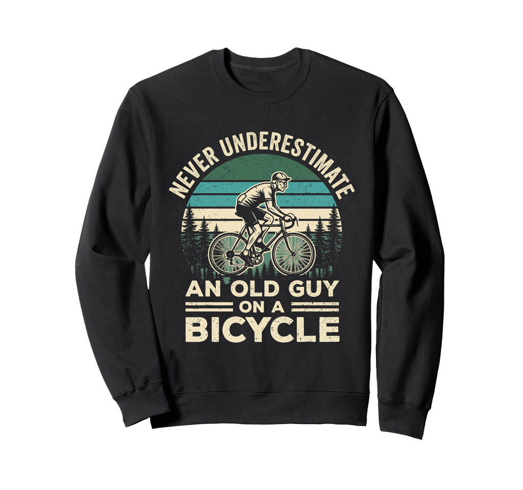 Old Guy Bicycle Sunset Cycling Gift Sweatshirt - Trendy Graphic Unisex - T-Shirt, Sweatshirt, Hoodie