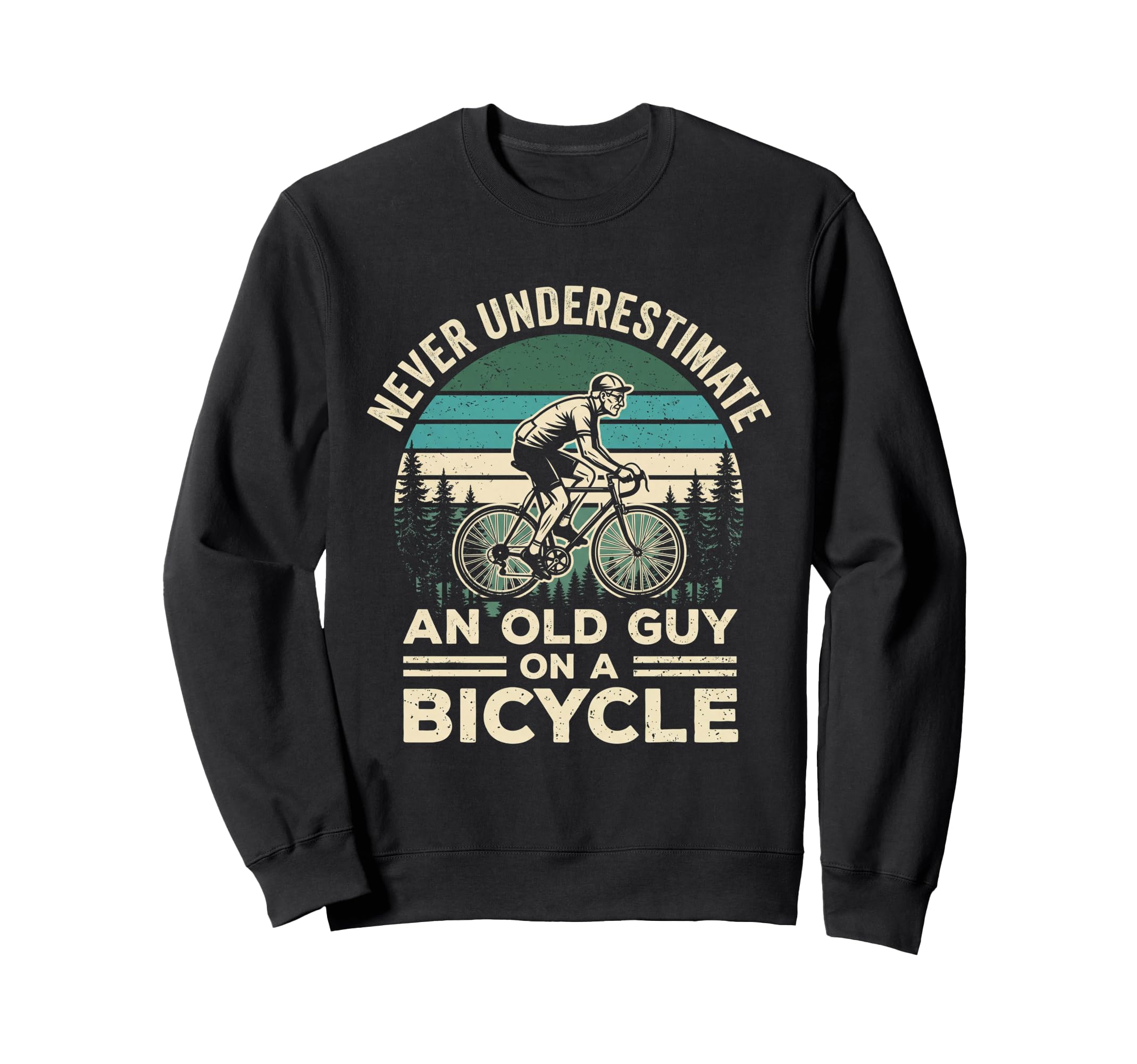 Old Guy Bicycle Sunset Cycling Gift Sweatshirt - Trendy Graphic Unisex - T-Shirt, Sweatshirt, Hoodie