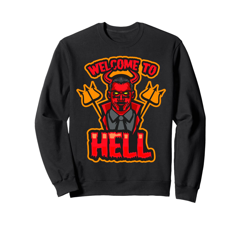 Welcome To Hell Devil Halloween Sweatshirt - Custom Art Print Men Women - T-Shirt, Sweatshirt, Hoodie