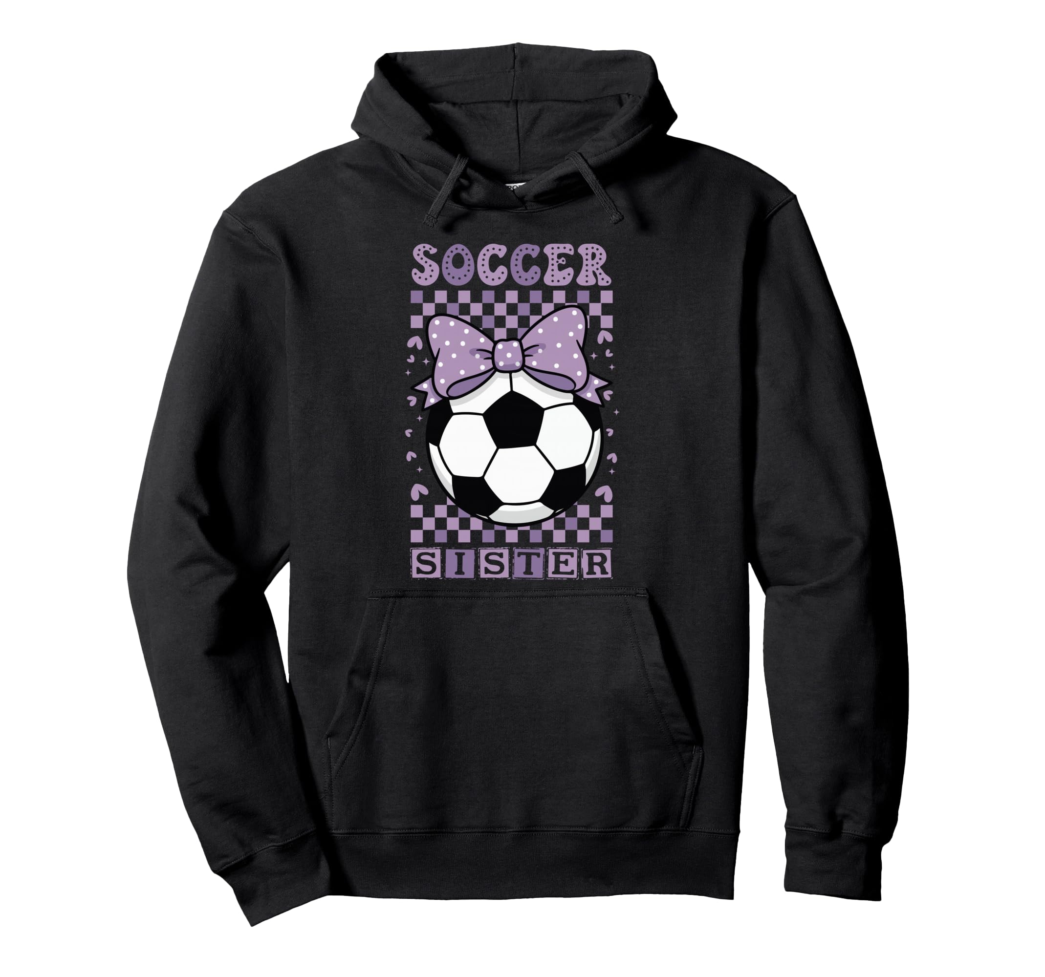 Soccer Sister Ball Purple Coquette Bow Hoodie - Novelty Apparel Men Women - T-Shirt, Sweatshirt, Hoodie