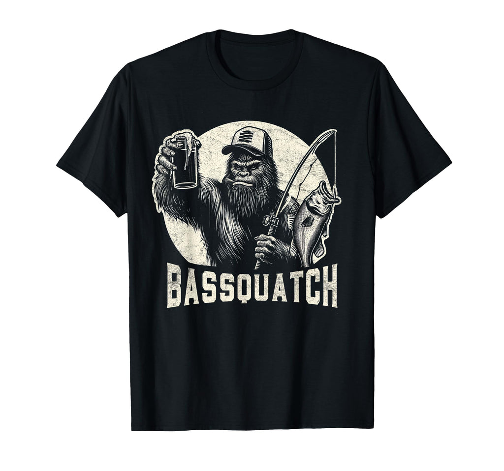 Bassquatch Sasquatch Mens Bass Fishing T-Shirt - Unique Graphic for Adults - T-Shirt, Sweatshirt, Hoodie