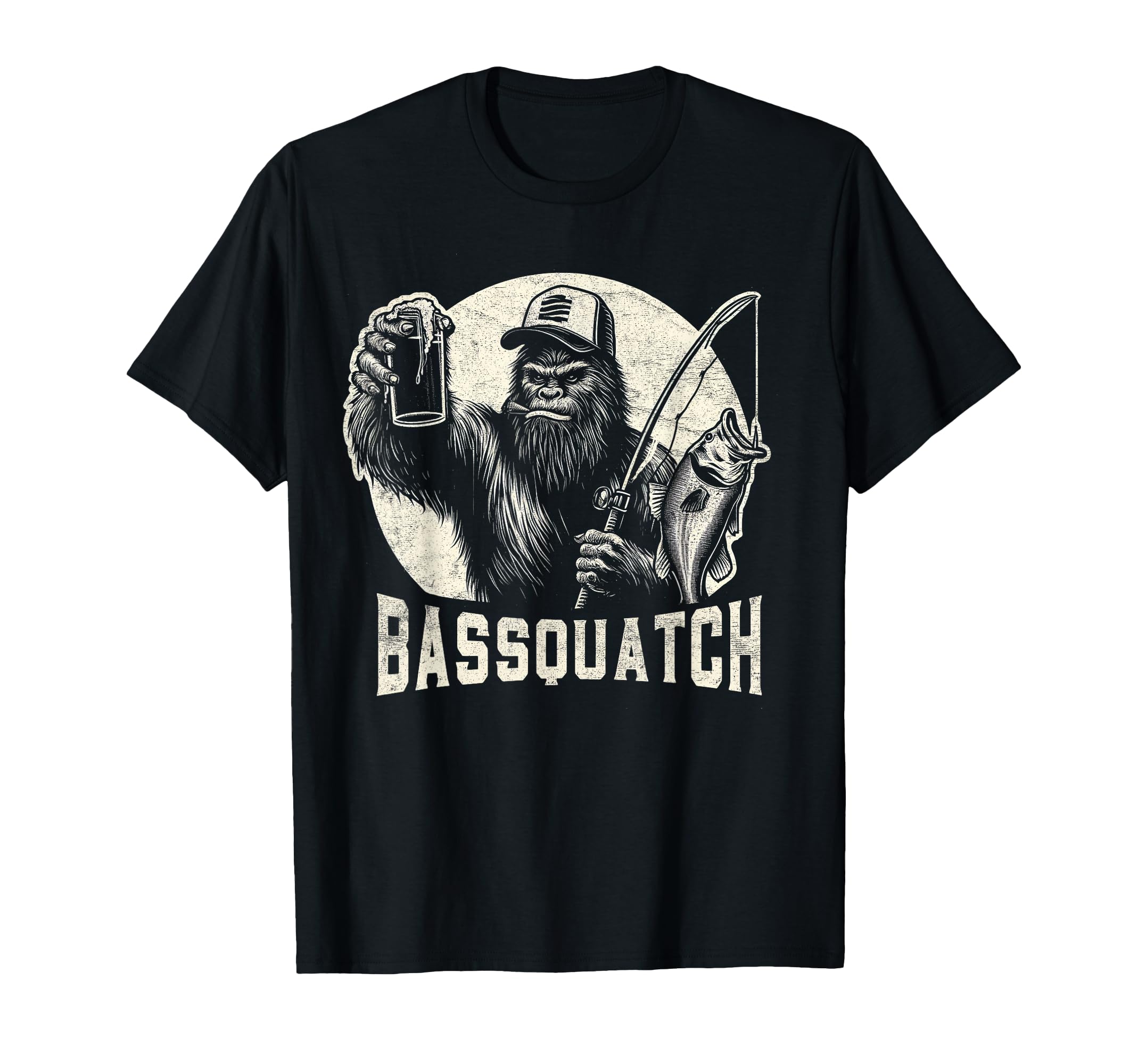 Bassquatch Sasquatch Mens Bass Fishing T-Shirt - Unique Graphic for Adults - T-Shirt, Sweatshirt, Hoodie