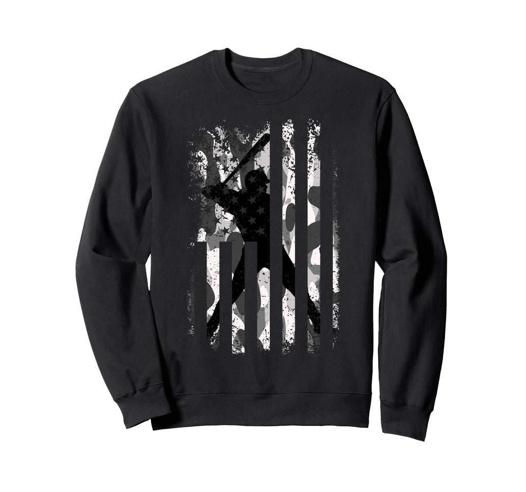 Baseball Us Camouflage Flag Sweatshirt - Minimalist Print for Adults - T-Shirt, Sweatshirt, Hoodie