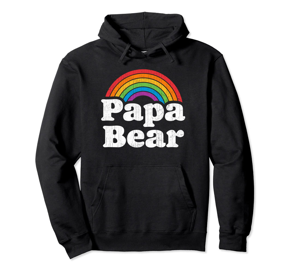 Papa Bear Damn Daddy Rainbow Flag Gay Hoodie - Novelty Apparel Men Women - T-Shirt, Sweatshirt, Hoodie