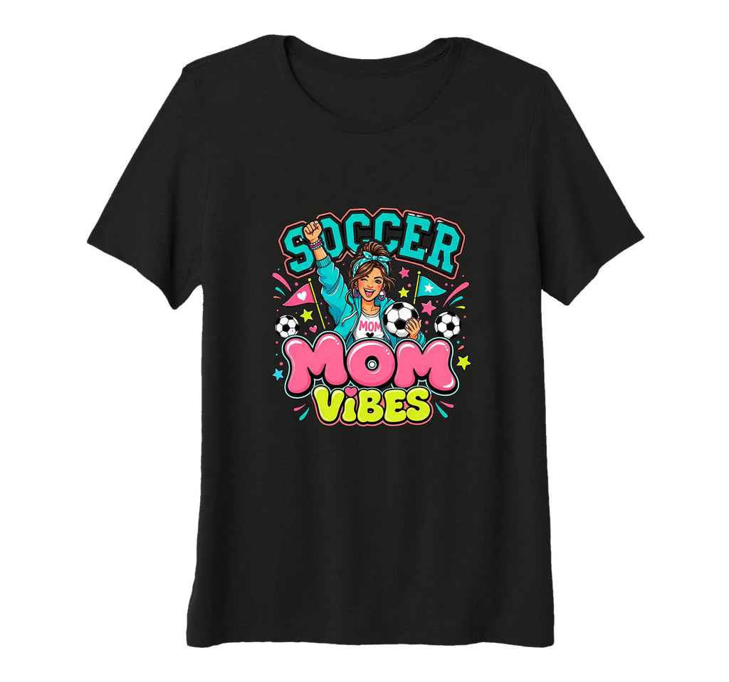 Womens Soccer Mom Vibes Sports Cheer T-Shirt - Custom Art Print for Adults - T-Shirt, Sweatshirt, Hoodie