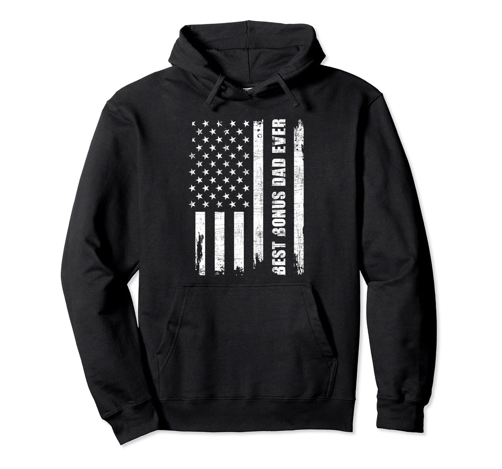Best Bonus Dad Ever Usa Flag Adoptive Hoodie - Custom Art Print Men Women - T-Shirt, Sweatshirt, Hoodie