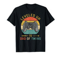 Level Up To Dad Twins Gamer Gift T-Shirt - Minimalist Print Men Women - T-Shirt, Sweatshirt, Hoodie