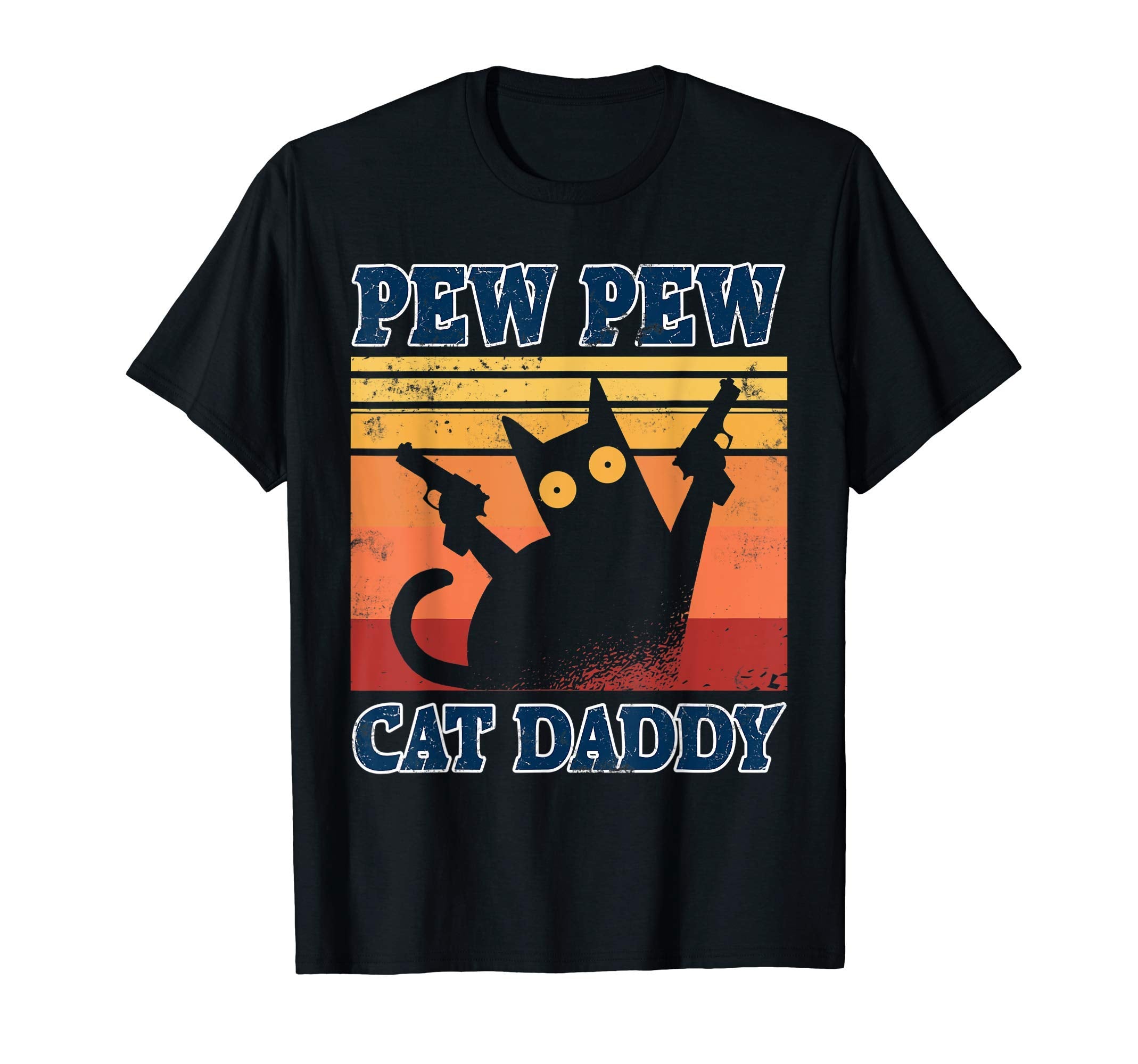 Cat Daddy 80 S Pew Cat Dad Distressed T-Shirt - Minimalist Print Men Women - T-Shirt, Sweatshirt, Hoodie
