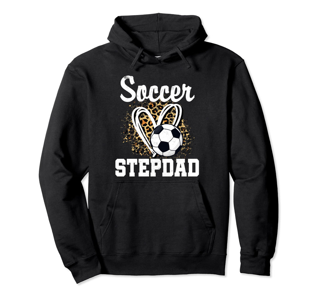 Soccer Stepdad Leopard Heart Matching Hoodie - Custom Art Print Men Women - T-Shirt, Sweatshirt, Hoodie
