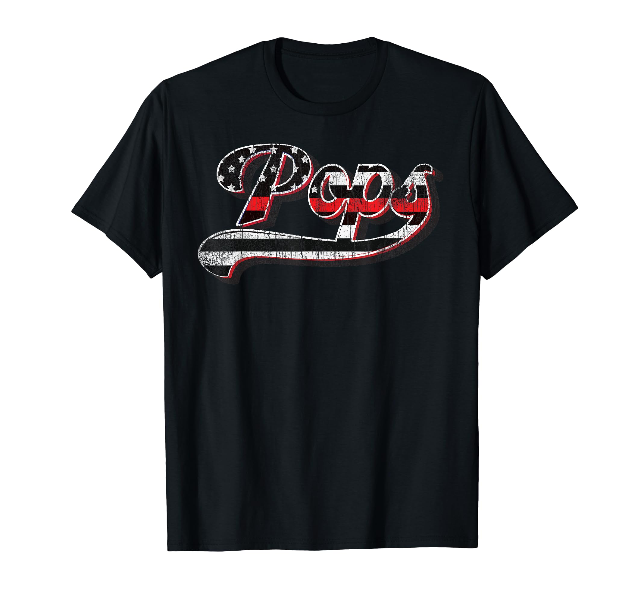 Mens Firefighter Thin Red Line Dad Pops T-Shirt - Graphic Print for Adults - T-Shirt, Sweatshirt, Hoodie
