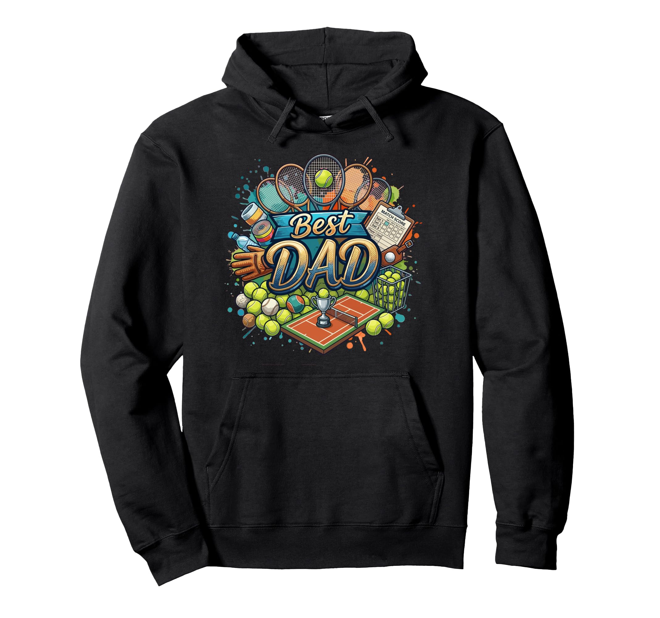 Best Tennis Dad Court Ace Racket Sport Hoodie - Unique Graphic Unisex - T-Shirt, Sweatshirt, Hoodie