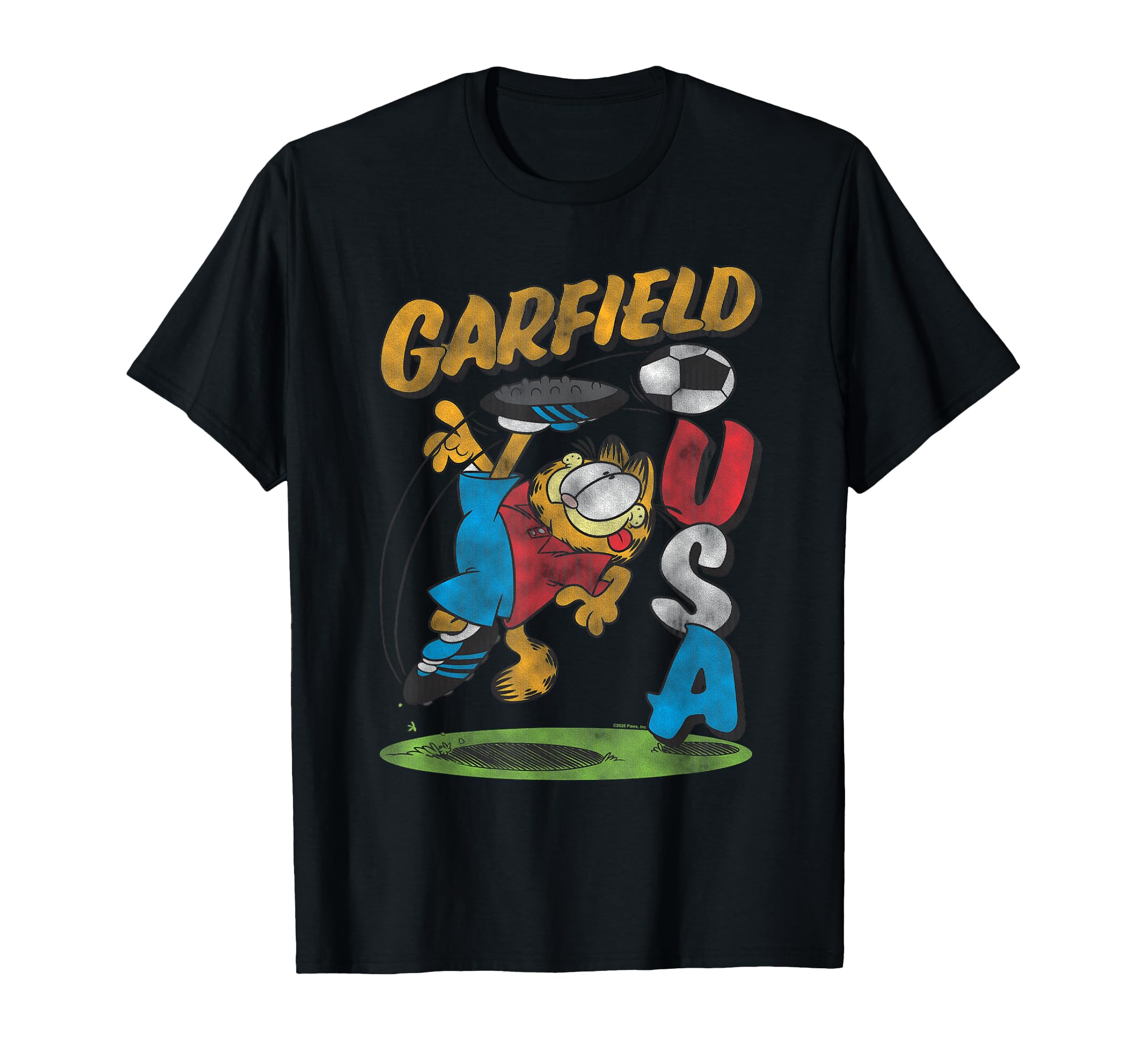 Garfield Usa Soccer Sports Cat Cartoon T-Shirt - Novelty Apparel Unisex - T-Shirt, Sweatshirt, Hoodie