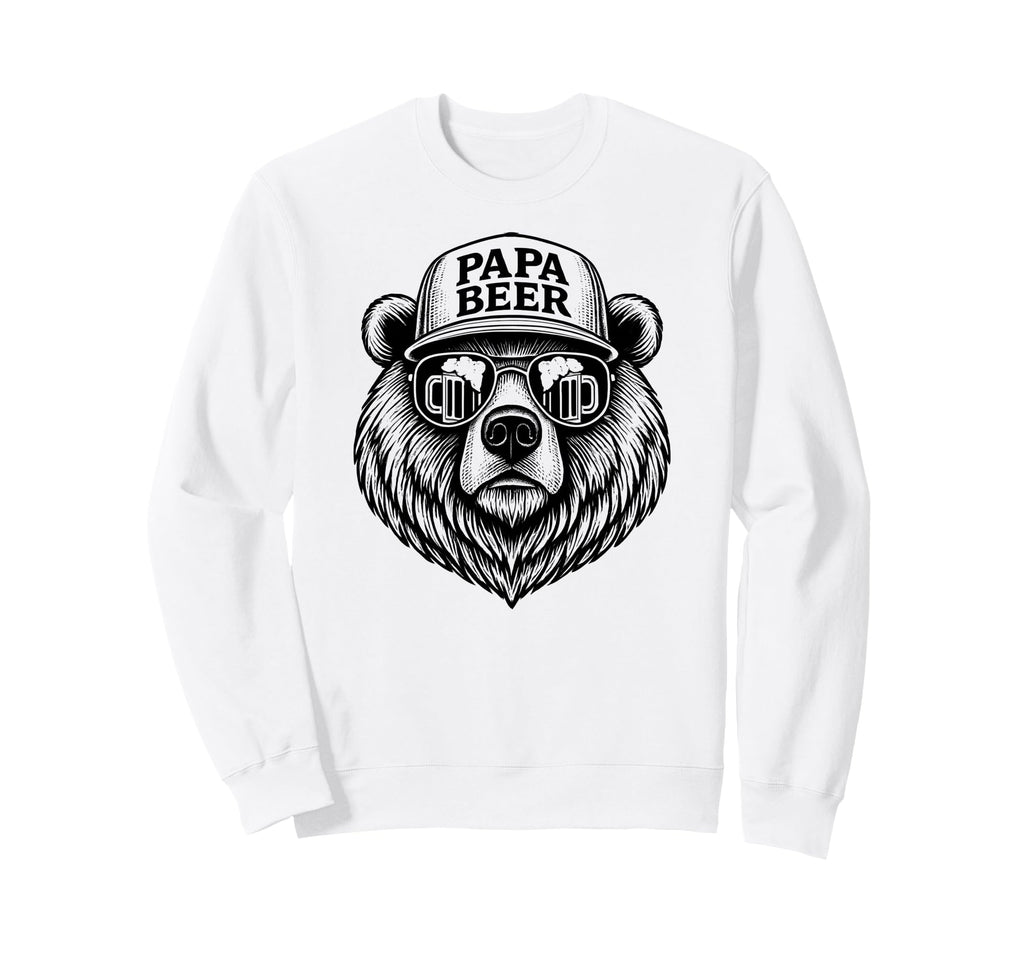 Papa Beer Funny Dad Bear Drinking Sweatshirt - Trendy Graphic for Adults - T-Shirt, Sweatshirt, Hoodie