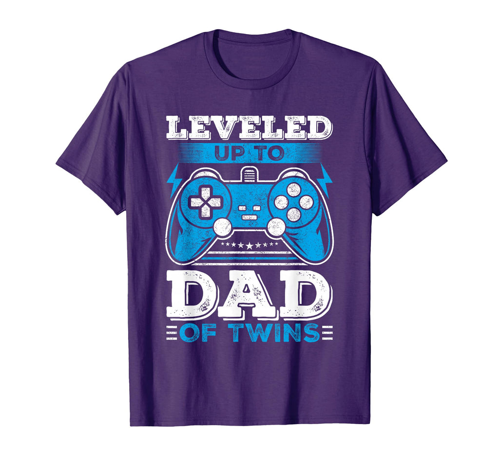 Leveled Up To Dad Twins Video Gamer T-Shirt - Unique Graphic Men Women - T-Shirt, Sweatshirt, Hoodie