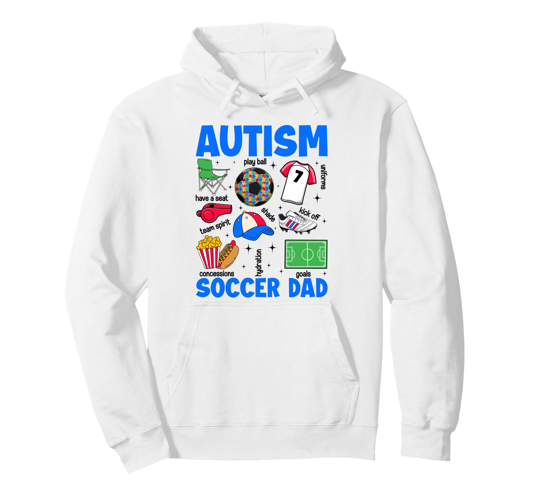Autism Soccer Dad Papa Autism Awareness Hoodie - Unique Graphic Men Women - T-Shirt, Sweatshirt, Hoodie