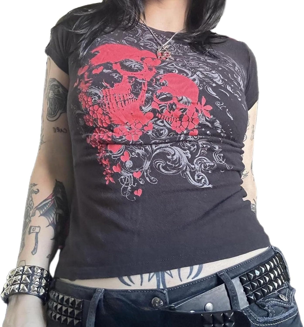 Women Y2K Graphic Summer Short Sleeve Punk Gothic - Adult & Kids T-Shirts, Sweatshirts & Hoodies apparel design preview 1