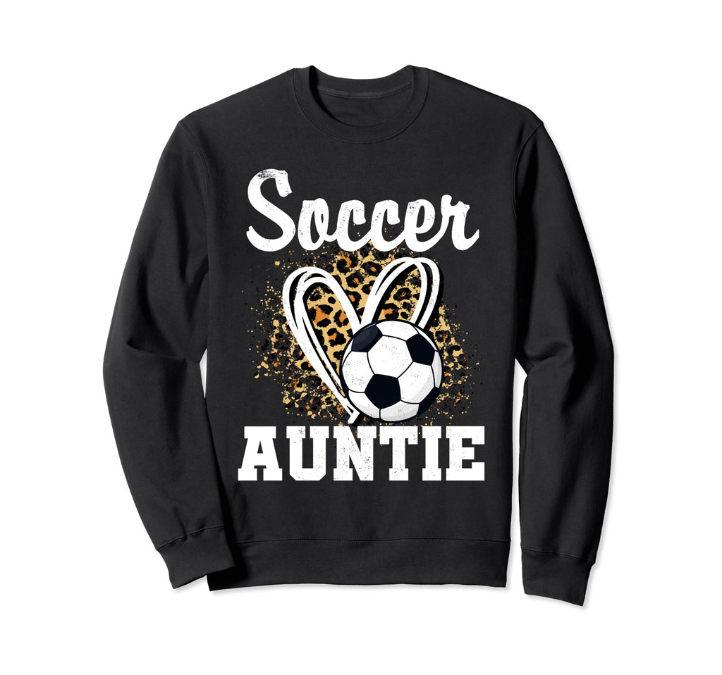 Soccer Auntie Leopard Heart Matching Sweatshirt - Minimalist Print Unisex - T-Shirt, Sweatshirt, Hoodie