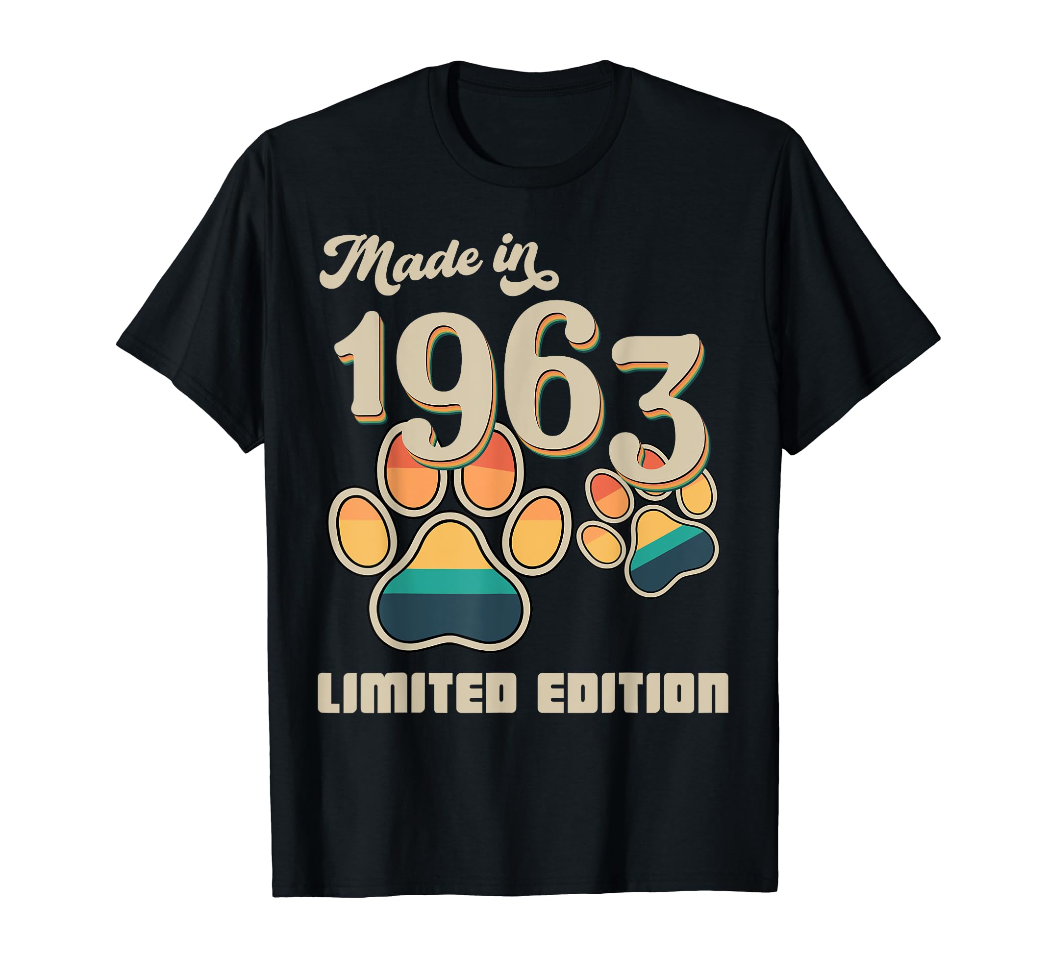 Made 1963 Dog Paw 61Th Birthday T-Shirt - Trendy Graphic Men Women - T-Shirt, Sweatshirt, Hoodie
