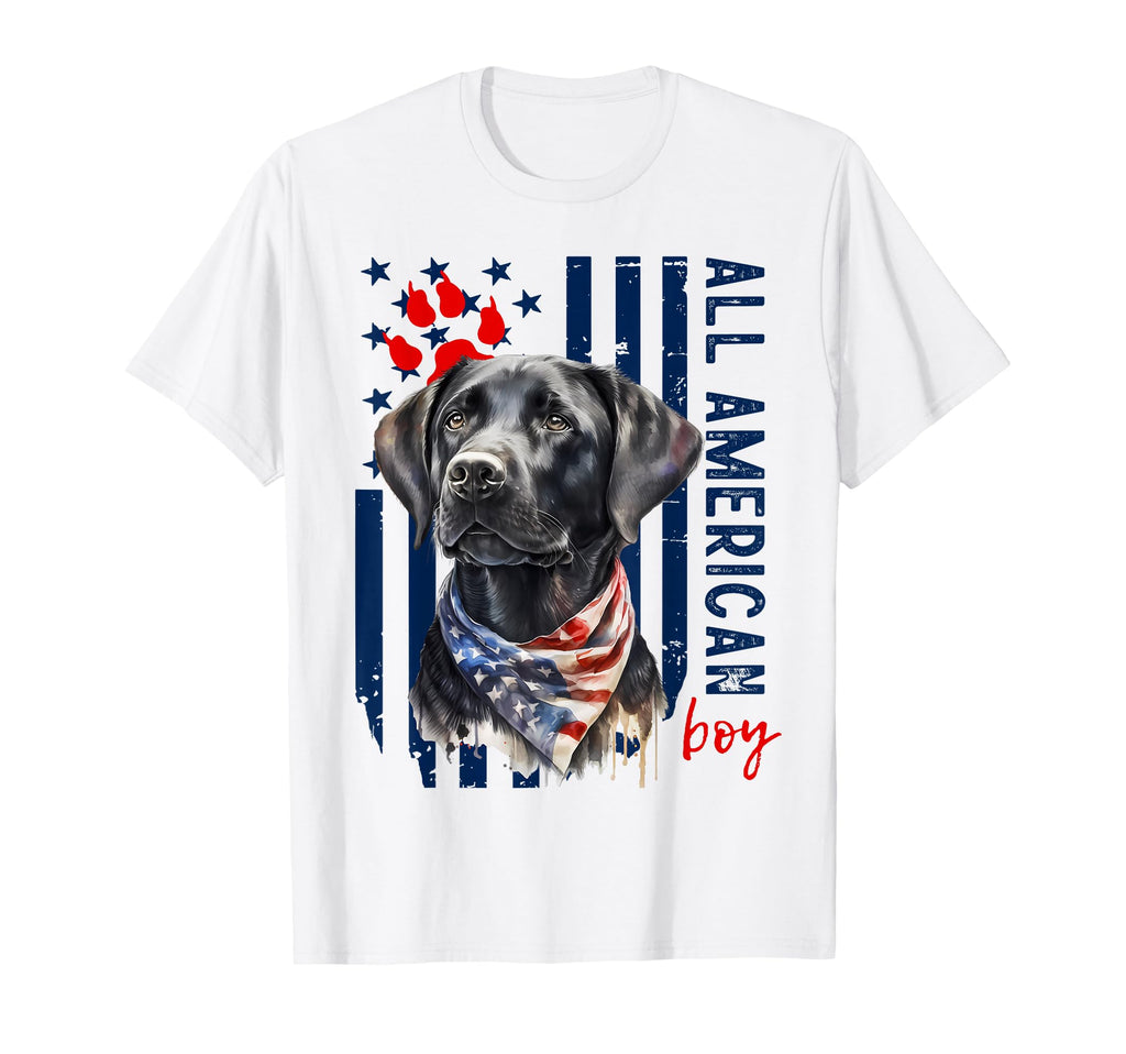 Patriotic Usa Flag Black Labrador All T-Shirt - Custom Art Print Men Women - T-Shirt, Sweatshirt, Hoodie
