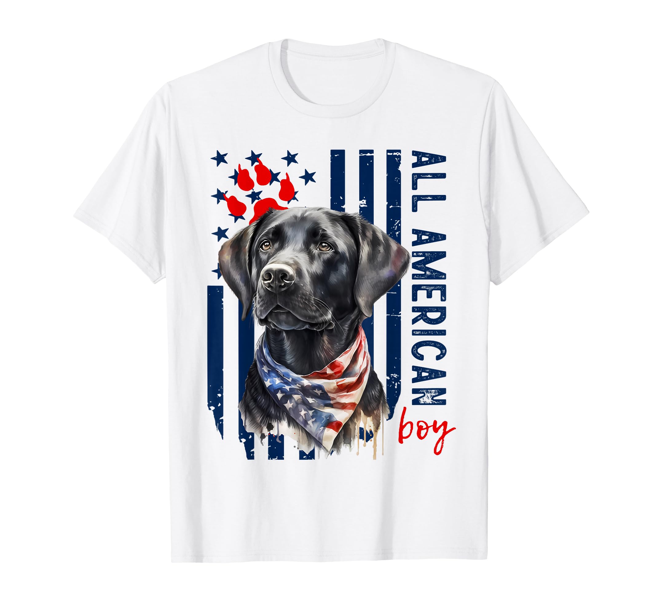 Patriotic Usa Flag Black Labrador All T-Shirt - Custom Art Print Men Women - T-Shirt, Sweatshirt, Hoodie