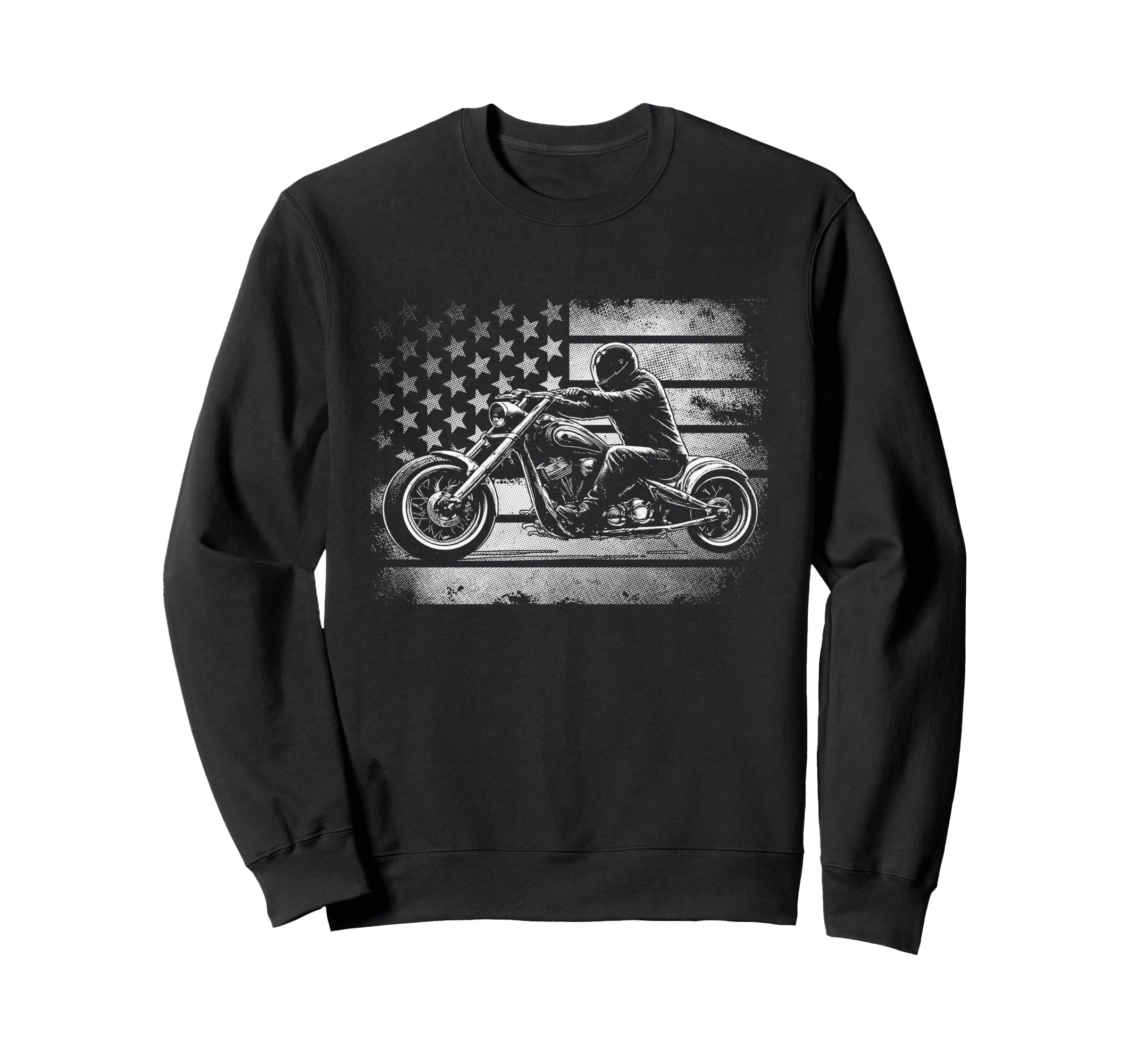 Motorcycle Usa Flag Biker Sweatshirt - Fun Novelty Design Men Women - T-Shirt, Sweatshirt, Hoodie
