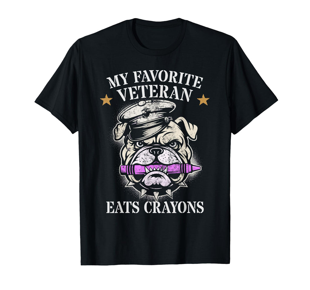 My Favorite Veteran Eats Crayons T-Shirt - Fun Novelty Design Men Women - T-Shirt, Sweatshirt, Hoodie