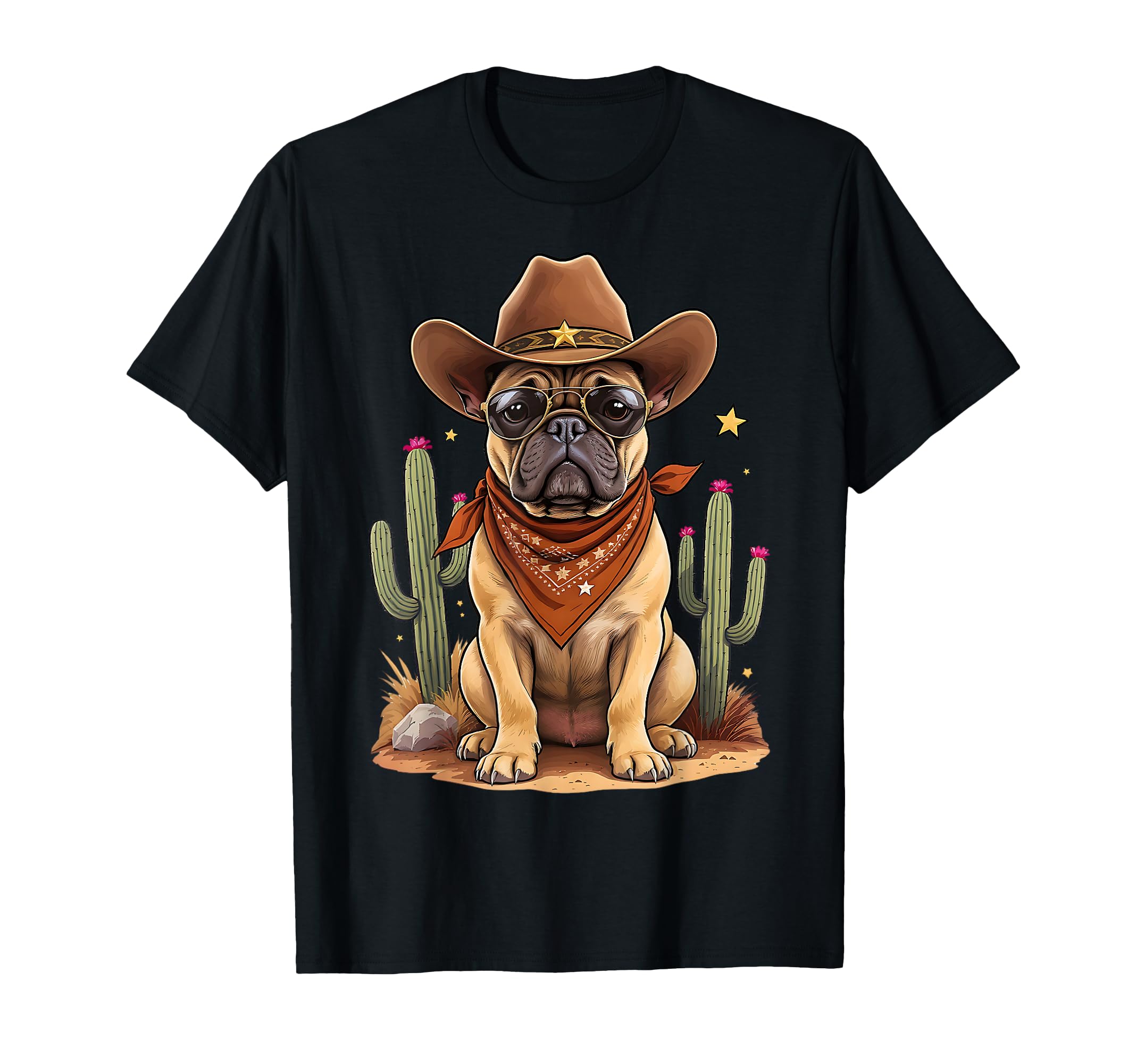 French Bulldog Cowboy Dog Western T-Shirt - Minimalist Print for Adults - T-Shirt, Sweatshirt, Hoodie