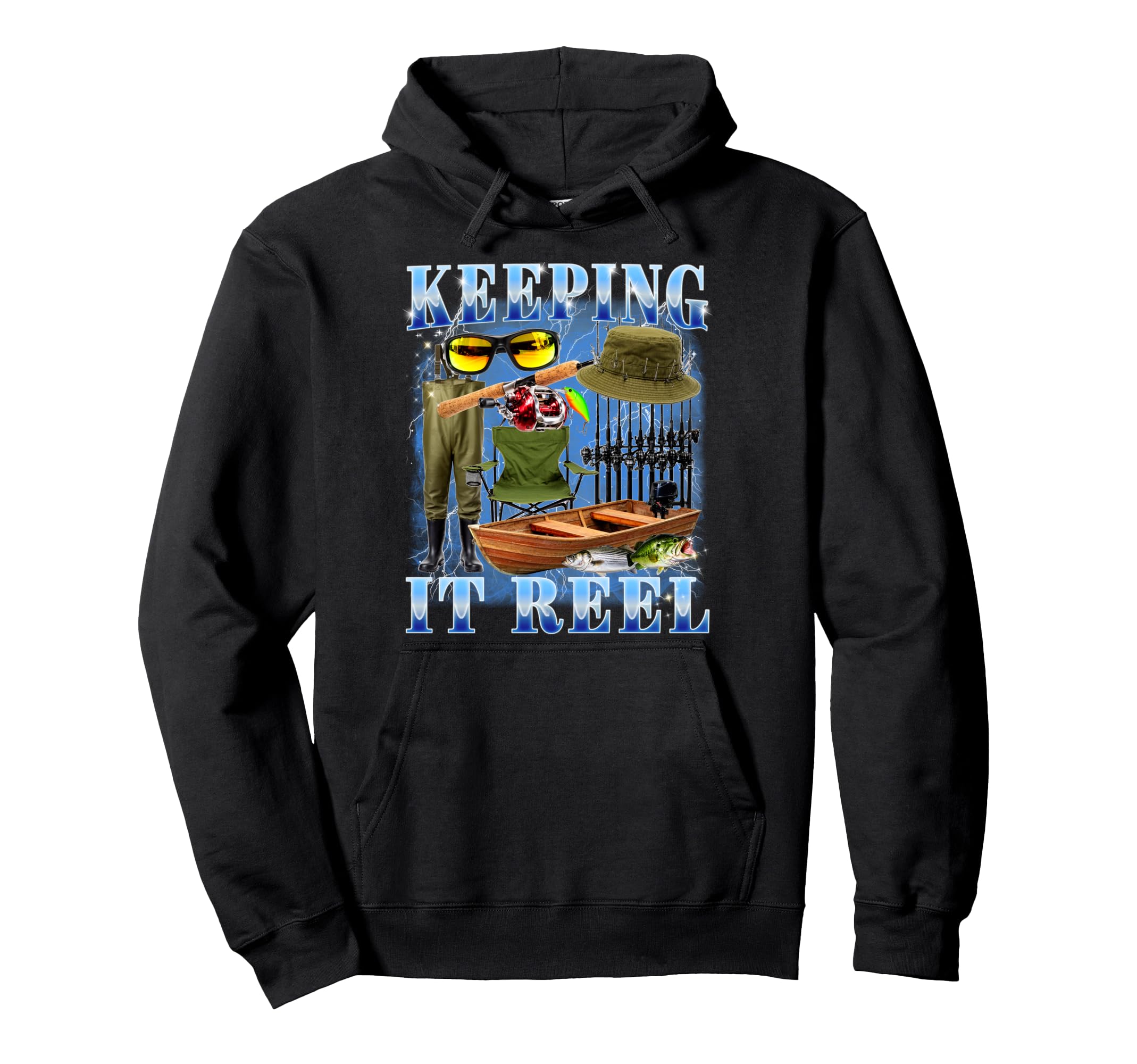 Keeping It Reel Bootleg 90S Fisherman Hoodie - Minimalist Print for Adults - T-Shirt, Sweatshirt, Hoodie