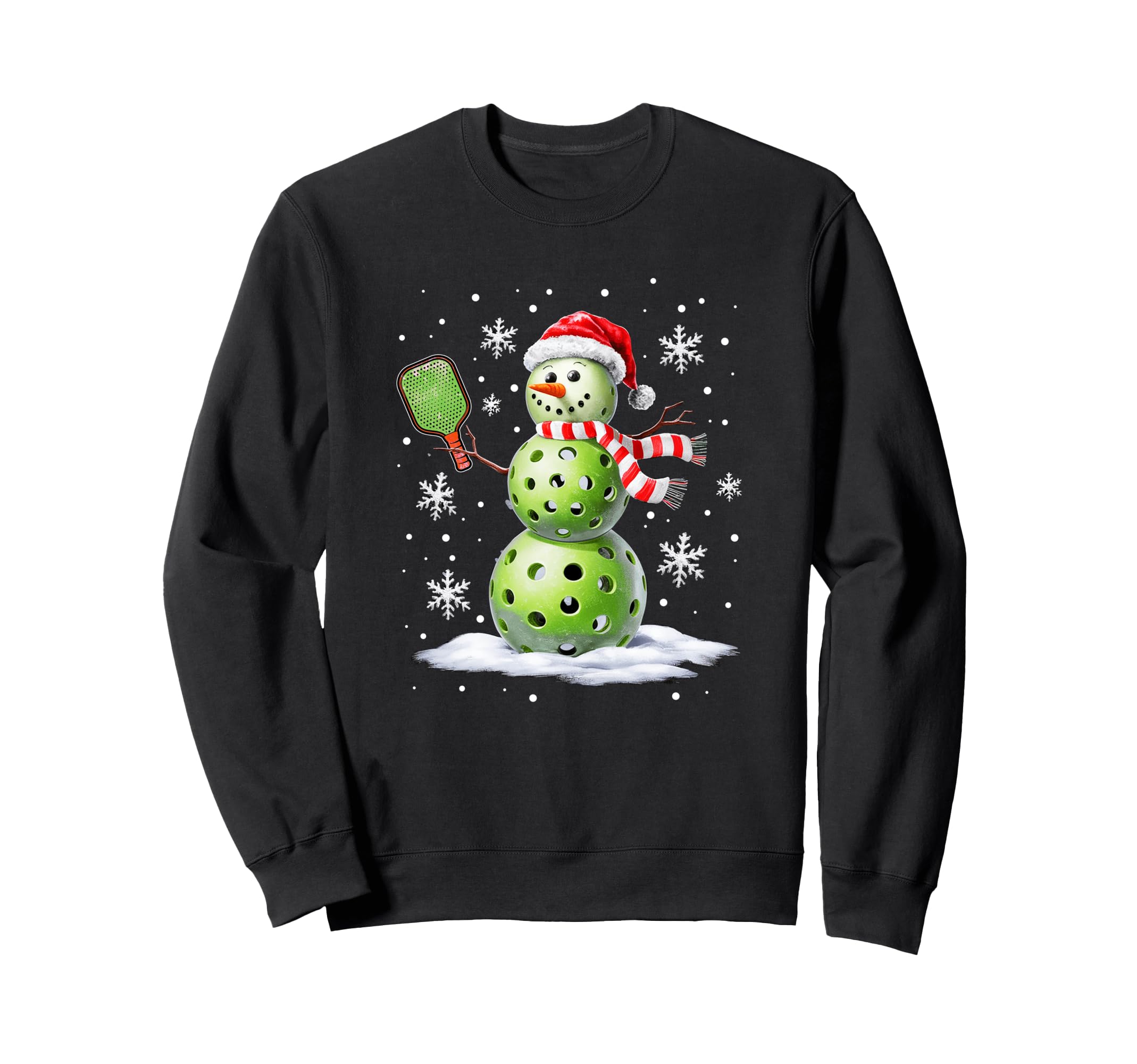 Pickleball Snowman Player Santa Sweatshirt - Minimalist Print Men Women - T-Shirt, Sweatshirt, Hoodie