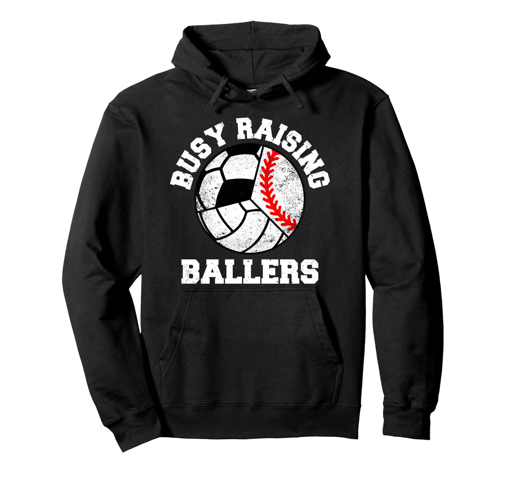 Busy Raising Ballers Funny Baseball Hoodie - Aesthetic Graphic Unisex - T-Shirt, Sweatshirt, Hoodie